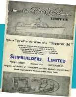  ??  ?? ABOVE This advertisem­ent is from the back cover of a 1946 Sea Spray magazine and shows Shipbuilde­rs Ltd spreading its wings for the bright new postwar world. Alongside in red, the Supacraft builder’s plate.