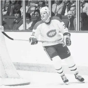  ?? DENIS BRODEUR/NHLI VIA GETTY IMAGES FILES ?? Chris Nilan of the Montreal Canadiens fought 43 times in Montreal’s 1985-86 Stanley Cup season. After hockey, he battled addiction but has been clean for three years.