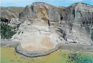  ?? GNS SCIENCE ?? A drone photo of the rockfall that occurred at Cape Kidnappers on January 23, taken by GNS Science during a follow-up survey.