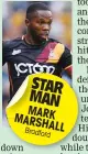  ??  ?? STAR MAN MARK MARSHALL Bradford