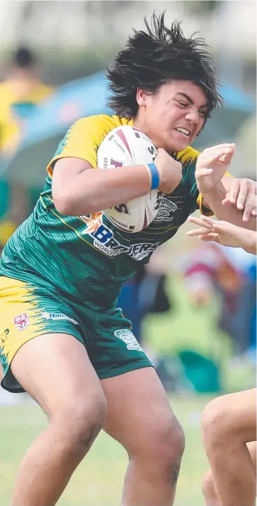  ?? Picture: EVAN MORGAN ?? WAITING GAME: Cairns District Junior Rugby League clubs meet on Monday to discuss the season. Ma'taeo Benioni is pictured in action for Cairns’ under-14 rep team last year.
