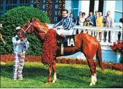  ?? Associated Press ?? SECRETARIA­T holds records for the fastest times in the Kentucky Derby, Preakness and Belmont Stakes.