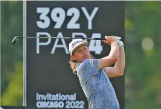  ?? AP PHOTO/CHARLES REX ARBOGAST ?? Cameron Smith watches his tee shot on the 12th hole during the first round of the LIV Golf Invitation­al-Chicago tournament Friday in Sugar Grove, Ill.