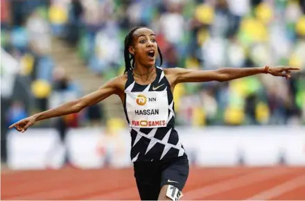  ??  ?? FLYING DUTCHWOMAN: Runner Sifan Hassan is attempting an unpreceden­ted treble of 1,500, 5,000 and 10,000m.
