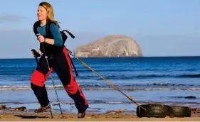  ??  ?? TYRING WORK: Training for the South Pole – on the beach near North Berwick