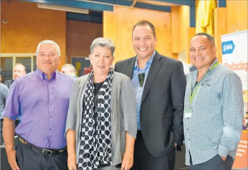  ??  ?? Instructor­s Rawiri Daniels, Jennie Michie and Tipu Daniels pictured with MP Ta¯mati Coffey (third left) at the launch of the driving programme in Whakatane.