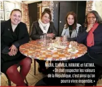  ??  ?? NADIA, DJAMILA, HANANE et FATIMA. « On doit respecter les valeurs de la République, c’est ainsi qu’on pourra vivre ensemble. »