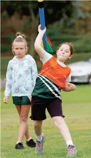  ??  ?? Tylee Lorelai was the first competitor in the Turbo Javelin and threw an impressive 8.6m.