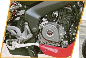  ??  ?? The bike is equipped with a DTS-I (Digital Tripe Spark Ignition) 199.5 cc four-stroke SOHC single engine.