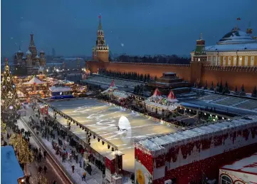  ??  ?? Red Square decorated for New Year celebratio­ns is pictured from a roof of the Moscow GUM State Department store. Russia’s prime minister dismissed the head of the statistics agency on Monday and appointed an economy ministry official to the post, with the government pledging to radically overhaul the body’s data gathering methods. — AFP photo