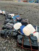  ?? ?? HAUL: The bags containing the Class A drug on Tan-y-Bwlch beach yesterday