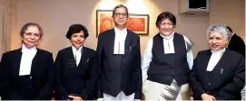  ?? — D. Kamraj ?? Chief Justice of India N.V. Ramana along with Justice Bela M Trivedi (left), Justice Hima Kohli (second from left) and Justice B.V. Nagarathna (right), who were sworn-in on Tuesday, and Justice Indira Banerjee (second from right), in New Delhi.