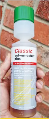  ?? ?? If you intend to leave a petrol vehicle for long periods with biofuel in the tank, it’s well worth adding an ethanol stabiliser, such as Classic Valvemaste­r Plus