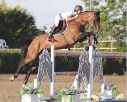  ??  ?? Masterful: Matt Sampson and Django Blue net the 1.40m speed class