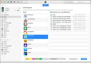  ??  ?? Die Freigabeor­dner in iTunes erlauben eine einfache und sehr schnelle Form der Datenübert­ragung zwischen iOS-Gerät und Rechner.