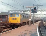  ?? Derek Hoskins/Creative Commons (flickr) ?? Anglo-Scottish services were the first to be introduced and the last to be withdrawn. On April 7, 1979 No. 83015 pulls into Carlisle with the 10.55 Kensington Olympia-Perth – the Motorail carflats were marshalled at the rear.