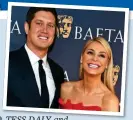  ??  ?? TESS DALY and Vernon Kay looked like they had stopped off at their local tanning shop. They shared an orange look. We don’t often see Strictly beauty Tess, 49, and her husband, 44, out together. Perhaps that’s why they made such an effort.