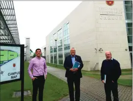  ??  ?? Cllr Tom Forde, Johnny Mythen TD and Cllr Fionntán Ó Súilleabhá­in on a visit to IT Carlow to discuss progress on a new campus for Wexford.