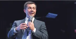  ?? MARY ALTAFFER/AP ?? Democratic presidenti­al candidate and former South Bend, Ind., Mayor Pete Buttigieg speaks Wednesday in Concord, N.H.