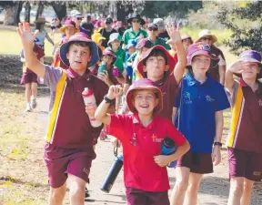  ??  ?? Southern Cross Catholic College students take part in the fun run,