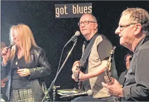  ?? SALLY COLE/THE GUARDIAN ?? Guest singer Katey Day is backed up by Chris Roumbanis, centre, and Pat King during the Got Blues Matinee last Saturday at The Factory Cookhouse & Dancehall. Missing from the photo are two other guests, guitarist/singer Roland Beaulieu and drummer Jim...