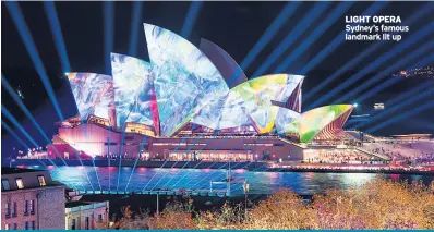  ??  ?? LIGHT OPERA
Sydney’s famous landmark lit up