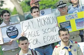  ?? Photo: BBC ?? A 2013 rally in Washington DC by Boy Scout members called for the group to be inclusive of the LGBT community.