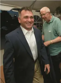  ?? RICK KINTZEL THE MORNING CALL ?? Kevin Dellicker attends his watch party with friends and supporters Tuesday at Madeline’s in Fogelsvill­e.