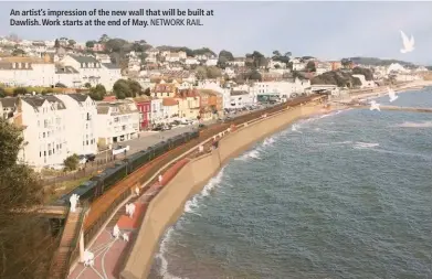  ?? NETWORK RAIL. ?? An artist’s impression of the new wall that will be built at Dawlish. Work starts at the end of May.