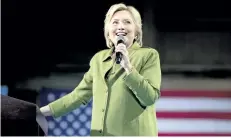  ?? POSTMEDIA NETWORK FILES ?? Democratic presidenti­al candidate Hillary Clinton speaks during a rally in Tampa, Fla., in this file photo.