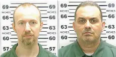  ?? NEW YORK STATE POLICE/AP FILES ?? Convicted killers David Sweat, left, and Richard Matt, right, hacked their way out of their Clinton Correction­al Facility in June.