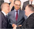  ?? FOTO: AP ?? Nato-Generalsek­retär Jens Stoltenber­g, Bundesauße­nminister Heiko Maas und sein neuer US-Kollege Mike Pompeo (v.l.) in Brüssel.