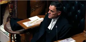  ?? The Canadian Press ?? Speaker of the legislatur­e Darryl Plecas delivers remarks before the speech from the throne in the legislativ­e assembly in Victoria on Friday.