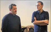  ?? CONTRIBUTE­D BY A’RIEL TINTER ?? Director Michael Arden (left) and scenic designer Dane Laffrey confer on the first day of rehearsal for “Maybe Happy Ending” at the Alliance Theatre. A two-time Tony Award nominee, Arden admits being initially unsure about directing “Maybe Happy Ending.”