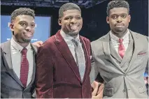  ?? DARIO AYALA ?? The 2016-17 season could be a banner year for defenceman P. K. Subban, centre, his brothers Malcolm, right, and Jordan.