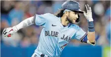  ?? VAUGHN RIDLEY GETTY IMAGES ?? Bo Bichette of the Blue Jays runs the bases after hitting a two-run home run in the sixth inning against the Astros on Sunday.