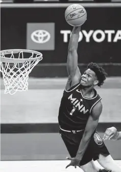  ?? Mark Mulligan / Staff photograph­er ?? Timberwolv­es forward Anthony Edwards, the No. 1 pick in the 2020 NBA draft, vastly improved over the second half of his rookie season.