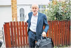  ??  ?? It’s another case for Inspector Corbyn as he leaves his north London home yesterday