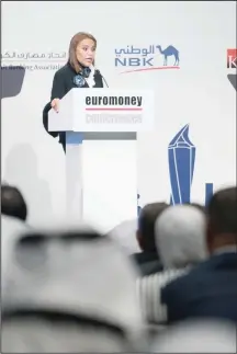  ??  ?? Shaikha Al Bahar, Deputy Group CEO, NBK speaking at the EuromoneyK­uwait Conference 2018.