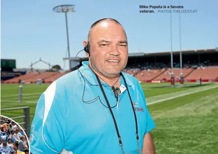  ?? PHOTOS: TOM LEE/STUFF ?? Popata will say goodbye to volunteeri­ng for the Sevens today.
Mike Popata is a Sevens veteran.
The weather has turned on for Popata’s final tournament.