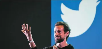  ?? — AFP ?? Cutting ties: In this file photograph, Dorsey gestures while interactin­g with his audience in India. His exit marks the first time in Twitter’s history that none of its co-founders is working at the company.