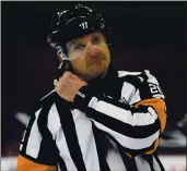  ?? DERIK HAMILTON — THE ASSOCIATED PRESS ?? Tim Peel’s career as an NHL referee is over after his voice was picked up by a TV microphone saying he wanted to call a penalty against the Nashville Predators.