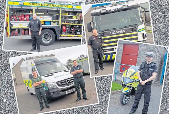  ??  ?? STRONG MESSAGE: Emergency service workers unite to spread the word on safety awareness in the hope of curbing tragic deaths on the roads.