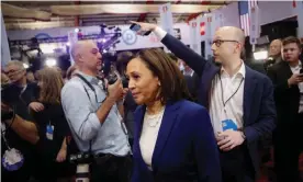  ?? Photograph: John Minchillo/AP ?? Kamala Harris stressed the need to ‘speak the truth’ on race and other issues, but some detected bias against her as a black woman in the media’s treatment of her campaign.