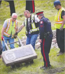  ?? AL CHAREST ?? The Cst. Rick Sonnenberg roadside monument on Deerfoot Trail was removed on Monday at the request of his family.