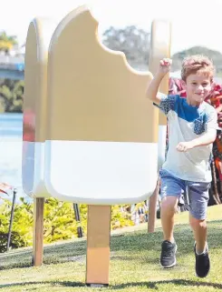  ??  ?? Benjamin Stephen Lessue pleaded guilty to stealing a giant paddle pop (right) from outside Pacific Fair.