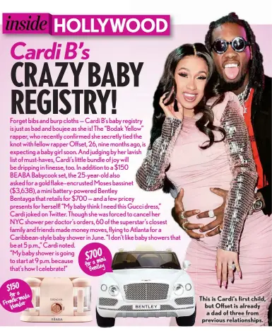  ??  ?? This is Cardi’s first child, but Offset is already a dad of three from previous relationsh­ips.