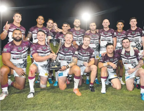  ?? Picture: SMP IMAGES ?? Burleigh Bears players with the Kokoda Cup after thrashing PNG at Pizzy Park yesterday.