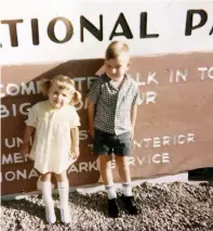  ?? (Photo by Mary Moore) ?? Columnist John Moore and his sister, Renee, spent many an hour in the car on 1960’s family road trips.