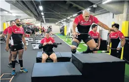  ?? Picture: AFP/ODD ANDERSEN/ANNE-CHRISTINE POUJOULAT ?? IN THE ZONE: Japan and South Africa prepare themselves ahead of their quarterfin­al match against each other in Japan.